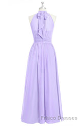 Lavender Chiffon Halter Long Bridesmaid Dress